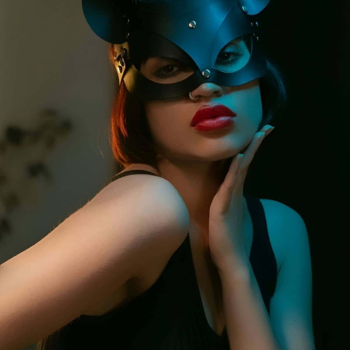 Deri Kedi Maskesi - Deri Maske - Seksi Maske - APFT558