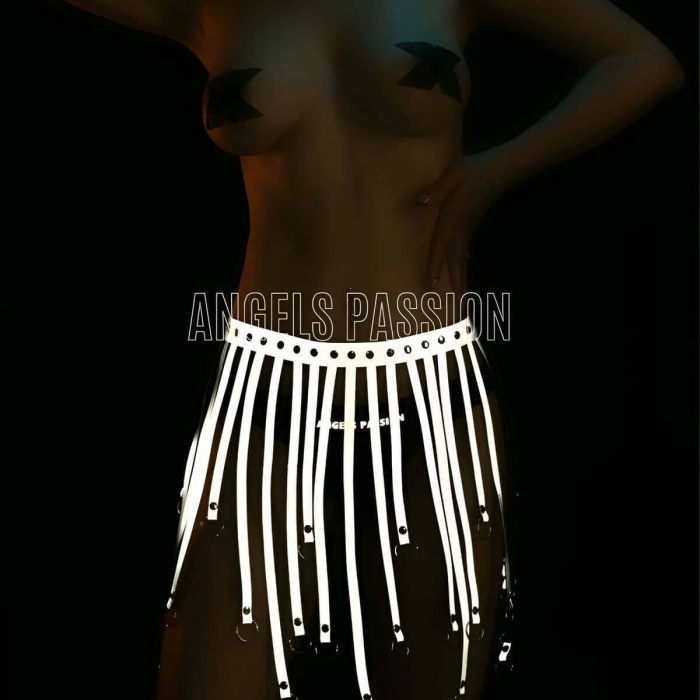 Beyaz Reflektörlü Püsküllü Etek, Gece Elbisesi, Tayt ve Şort Aksesuarı - APFT579