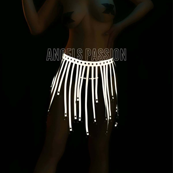 Beyaz Reflektörlü Püsküllü Etek, Gece Elbisesi, Tayt ve Şort Aksesuarı - APFT579