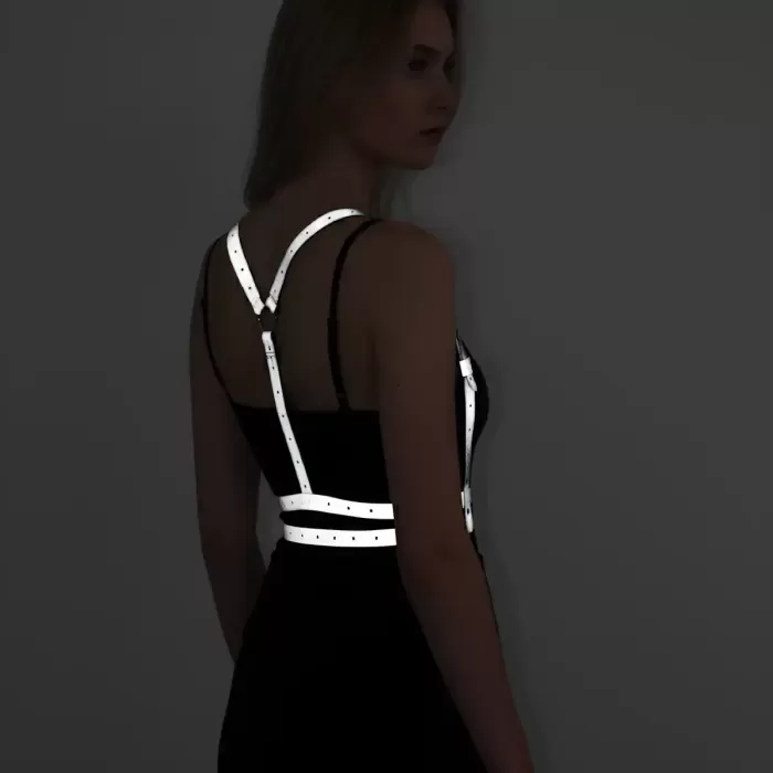 Karanlıkta Yansıyan - Reflektörlü Göğüs Harness, Parti Harness, Elbise Aksesuar - APFT205