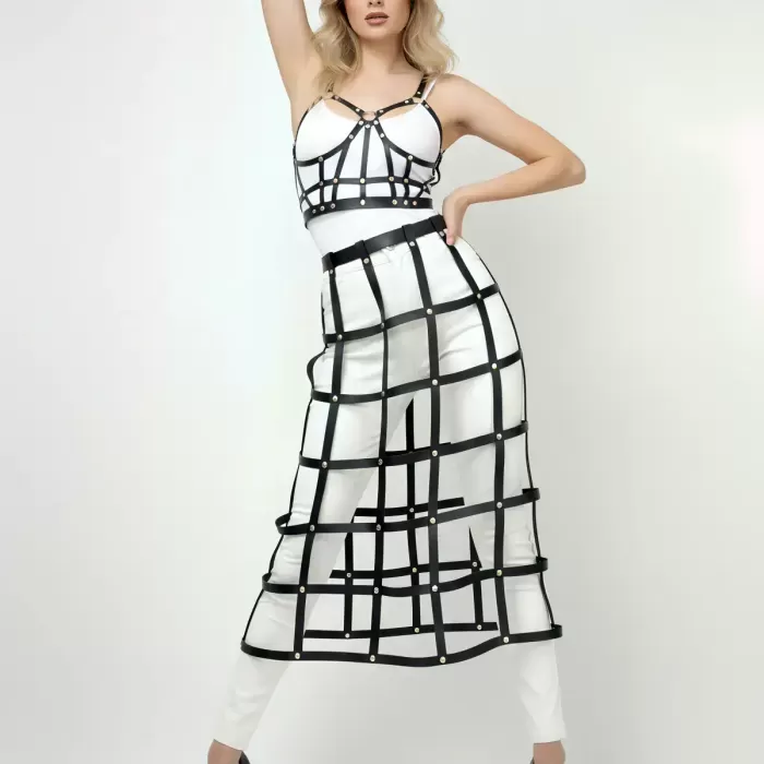 Deri Etek ve Deri Göğüs Harness Takım, Cosplaywear - APFT1013