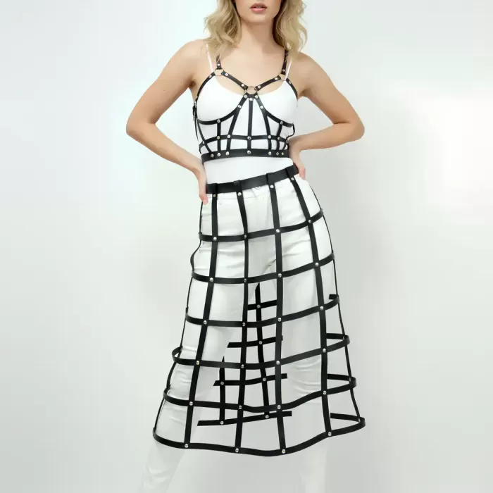 Deri Etek ve Deri Göğüs Harness Takım, Cosplaywear - APFT1013