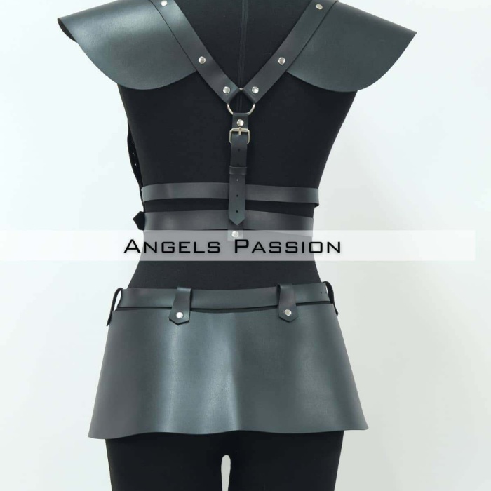 Deri Mini Elbise, Deri Harness Etek ve Göğüs Takım - APFT1371