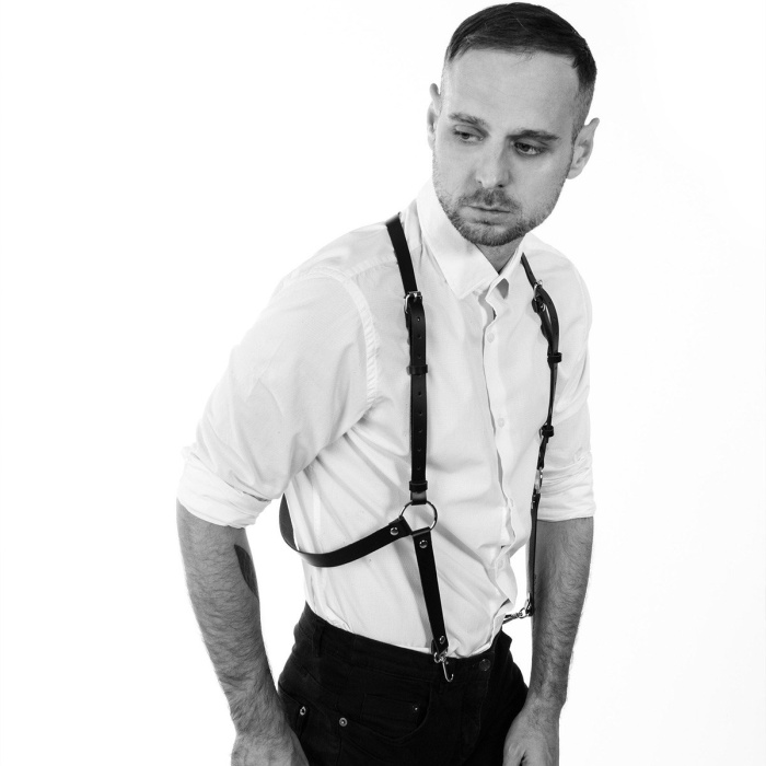 Siyah Erkek Deri Pantolon Askısı Fantazi Harness 1022