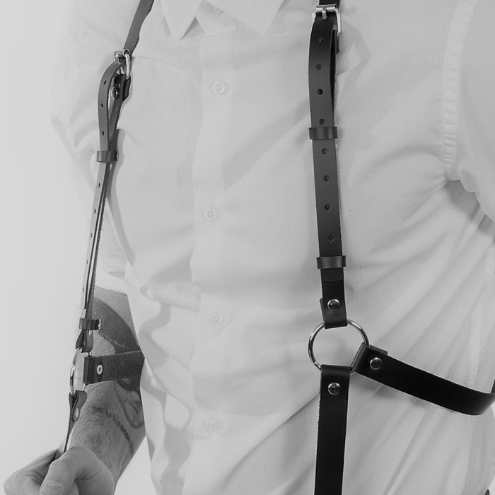 Siyah Erkek Deri Pantolon Askısı Fantazi Harness 1022