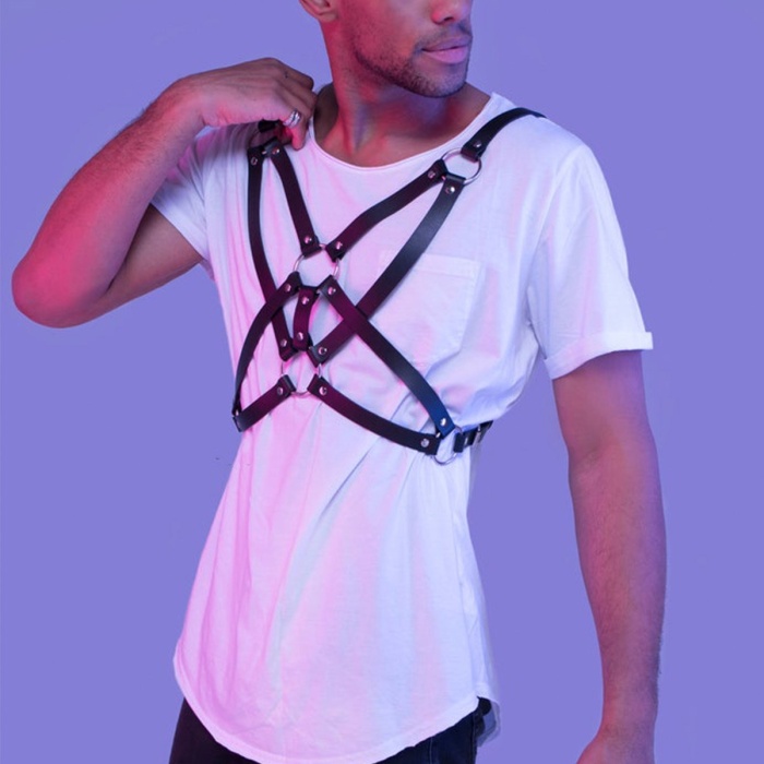 Şık Tasarım Erkek Deri Fantazi Harness 1161