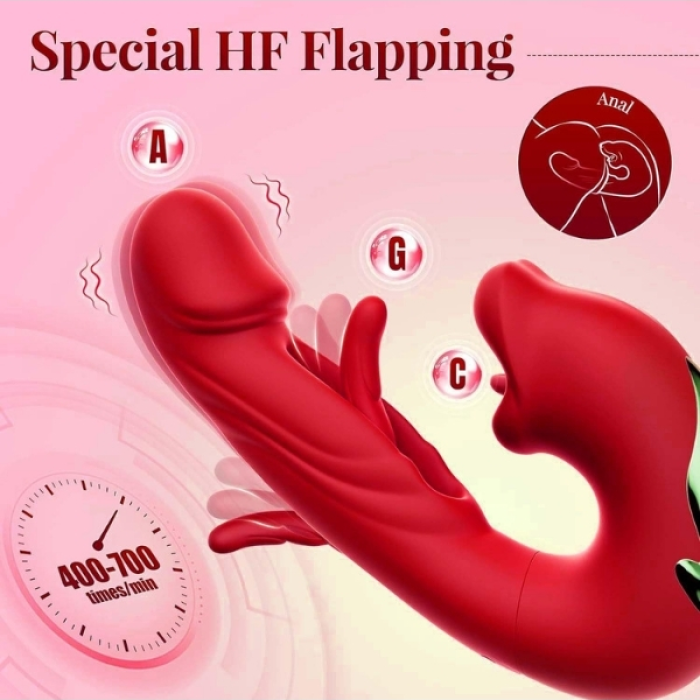 Censan 3’ü 1 Arada G Noktası ve Klitoris Vibratörü – Dil ve Emme Fonksiyonlu, Su Geçirmez Silikon Stimülatör (Kırmızı)