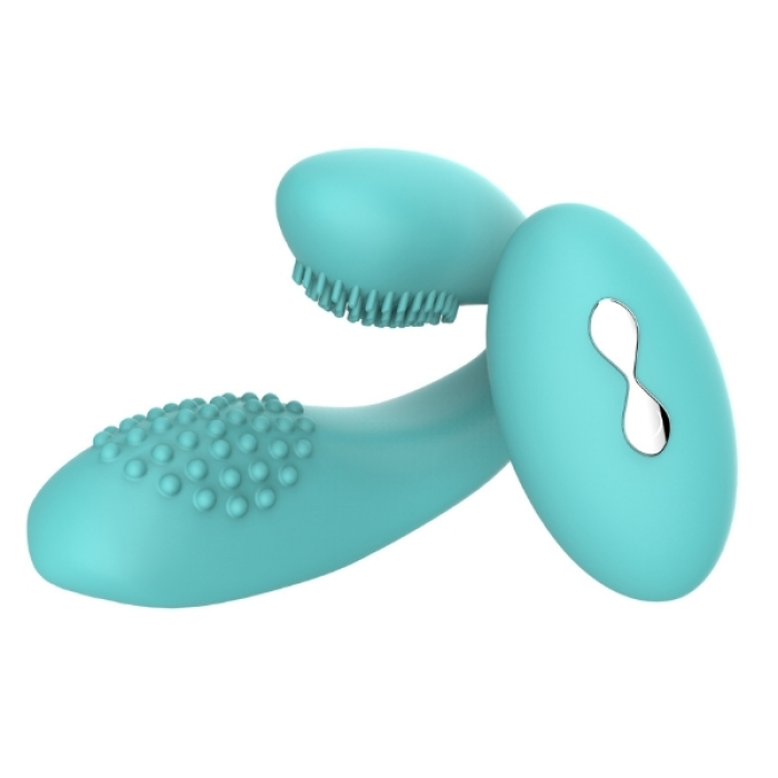 Censan Kablosuz Kumandalı Tırtıklı Klitoris ve G-Spot Uyarıcı 2 in 1 Çift C Vibratör