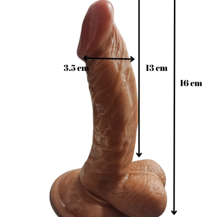 Gerçekçi Testisli Melez Dildo 16 cm