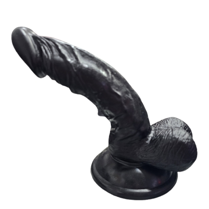 Gerçekçi Testisli Siyah Dildo 16 cm