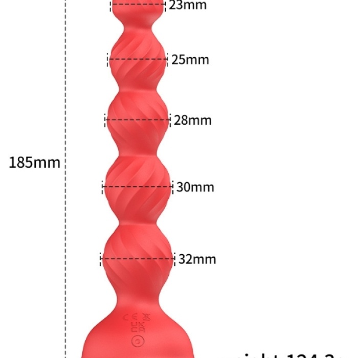 Censan Telefon Kontrollü Haley Rose Pulled Beads Anal Plug – Kırmızı