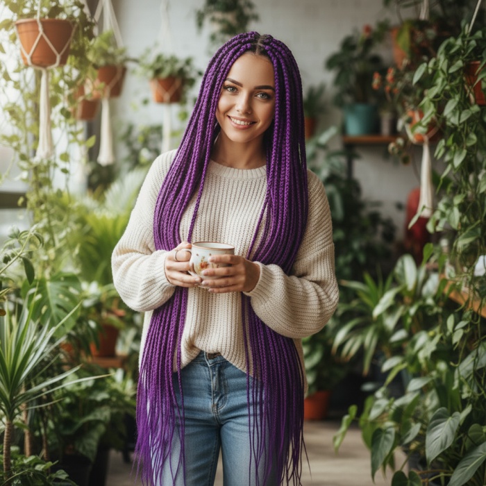 Afrika Örgüsü Ve Rasta İçin Sentetik Saç - Koyu Mor