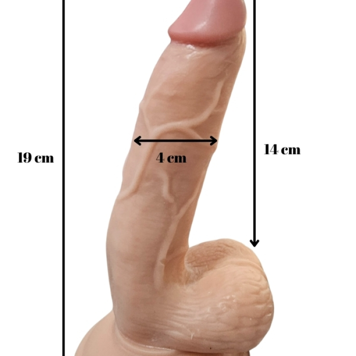 Gerçekci Titreşimli Kumandalı Realistik Vantuzlu Vibratör 19 cm