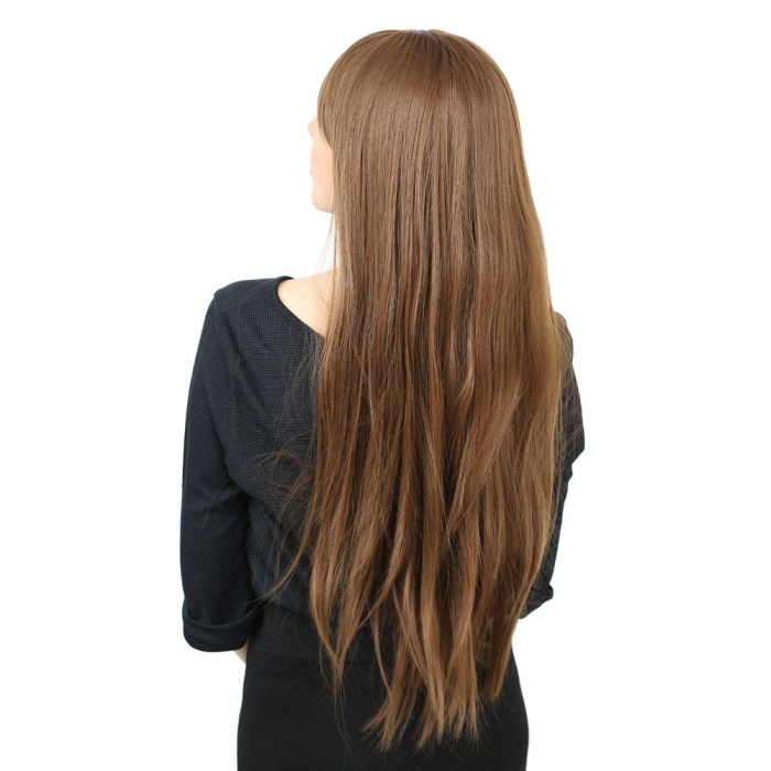 Fiber Sentetik Uzun Düz Kahküllü Peruk - Kumral