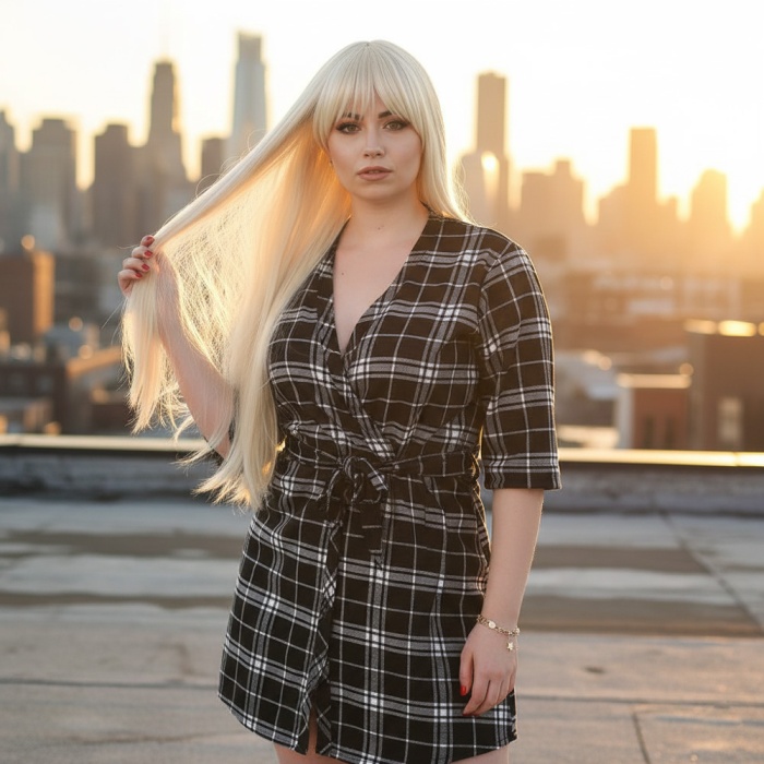 Fiber Sentetik Uzun Düz Kahküllü Peruk - Platin