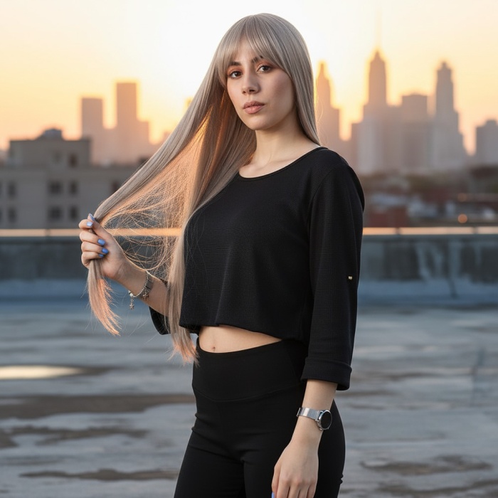 Fiber Sentetik Uzun Düz Kahküllü Peruk - Küllü Bebek Sarı