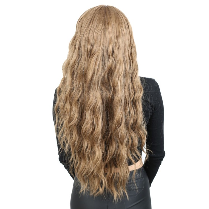 Perçemli Uzun Su Dalgası Fiber Sentetik Peruk- Bebek Kumralı