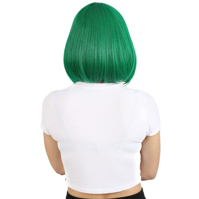 Küt Kahküllü Fiber Sentetik Peruk - Koyu Yeşil