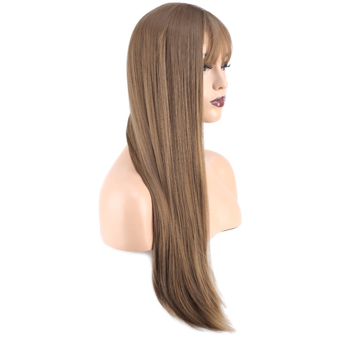 Düz Perçemli Uzun Fiber Sentetik Peruk - Bebek Kumralı