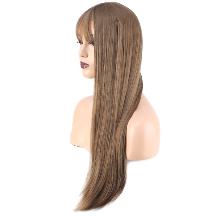 Düz Perçemli Uzun Fiber Sentetik Peruk - Bebek Kumralı