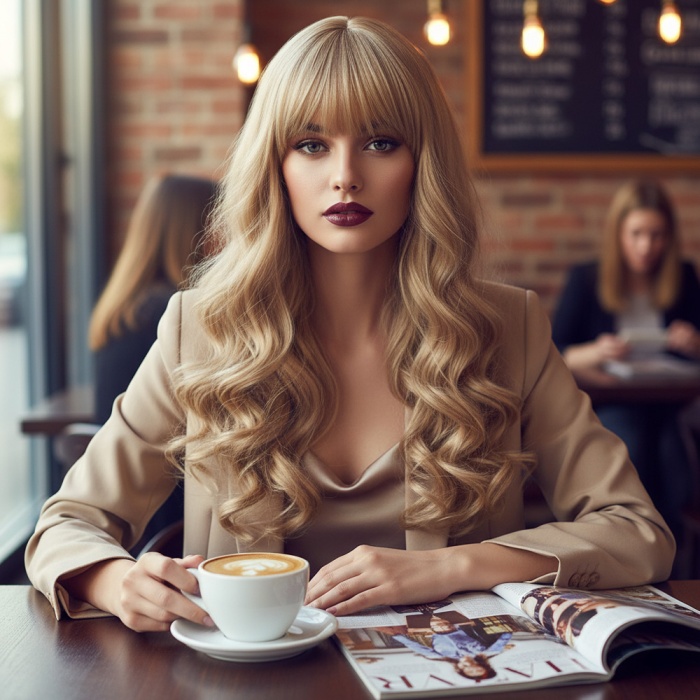 Dalgalı Perçemli Uzun Fiber Sentetik Peruk - Balköpüğü