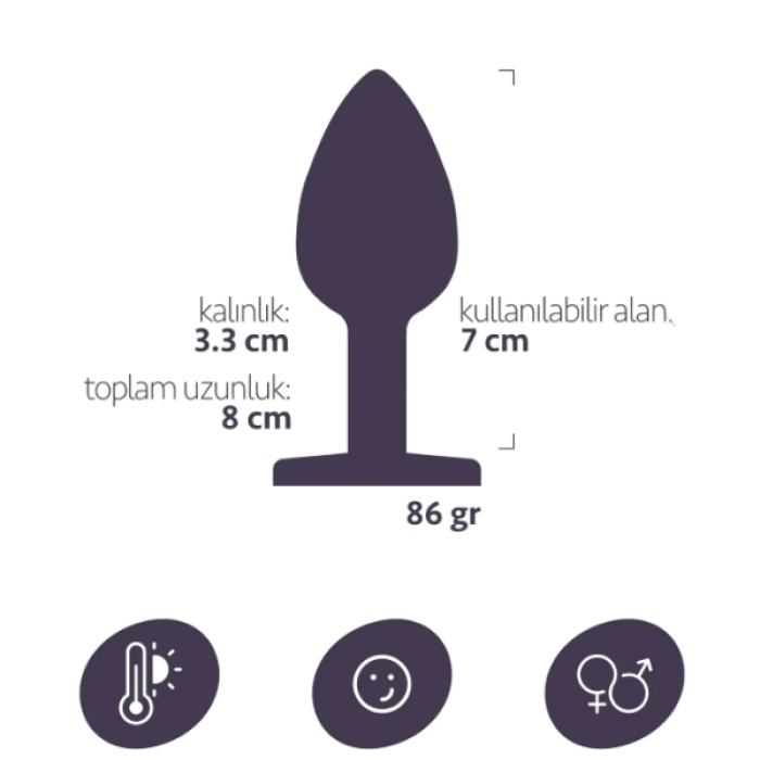 Paslanmaz Çelik Anal Plug Tıkaç Beyaz Taşlı