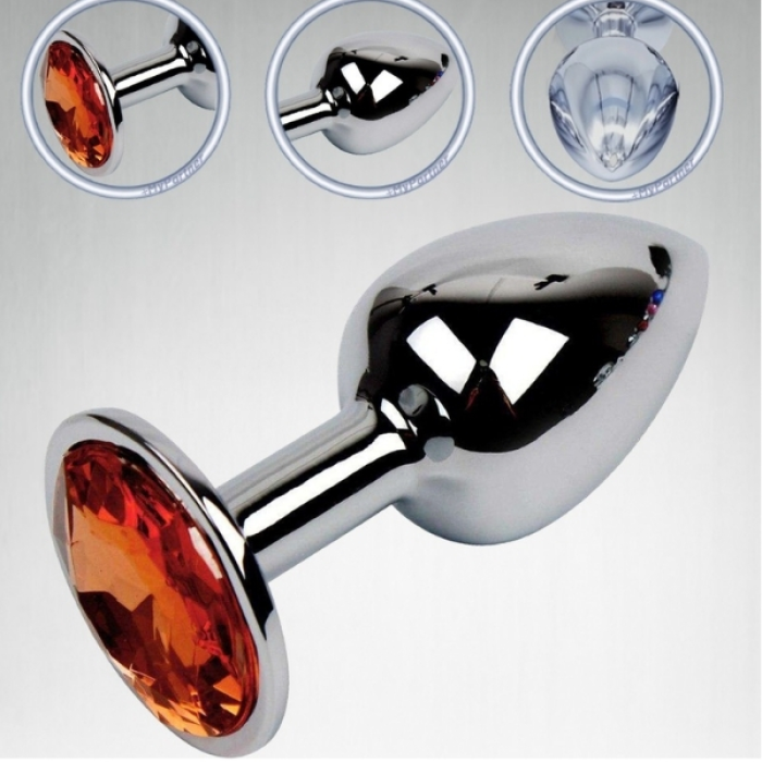 Paslanmaz Çelik Anal Plug Tıkaç Kırmızı Taşlı