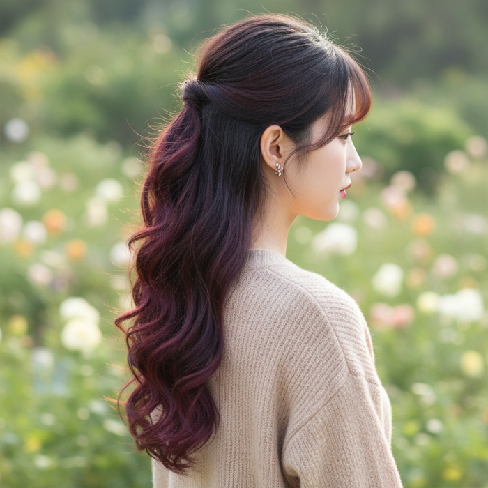 Fiber Sentetik Dalgalı 8 Parça Çıt Çıt - Koyu Kızıl