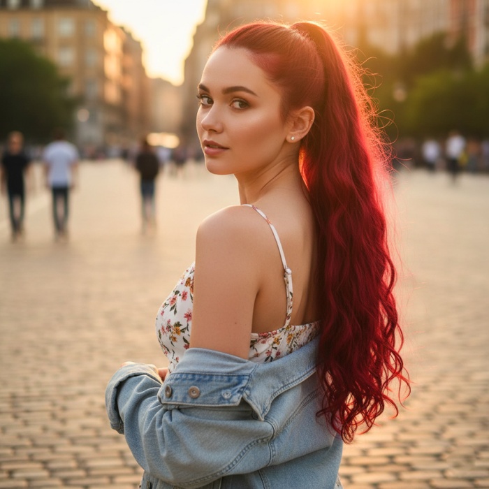 Bağlamalı Dalgalı At Kuyruğu - Kızıl