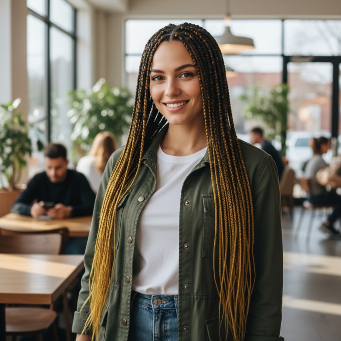 Afrika Örgüsü Ve Rasta İçin Sentetik Ombreli Saç - Siyah / Koyu Karamel