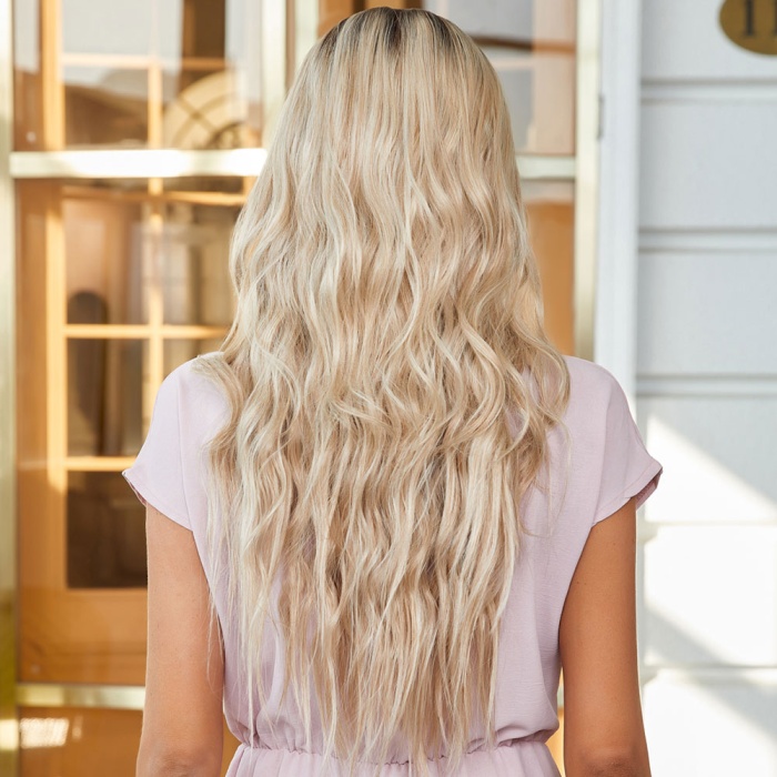 Kumral Ombre/ Balköpüğü Platin Röfleli Orta Boy Tül Peruk