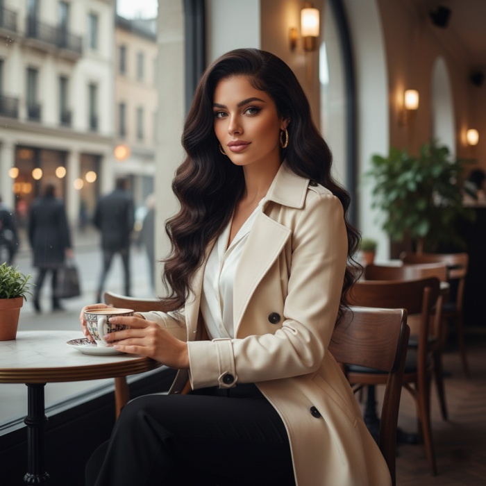 Dalgalı Front Lace Gerçek Tül Peruk - Doğal - 70-75cm