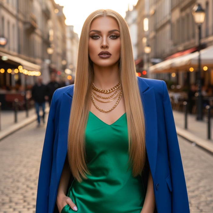 Düz Front Lace Gerçek Tül Peruk - Balköpüğü - 60-65cm