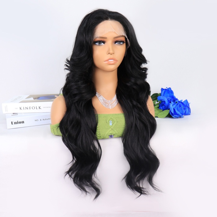 Siyah Dalgalı Uzun Boy Tül Peruk