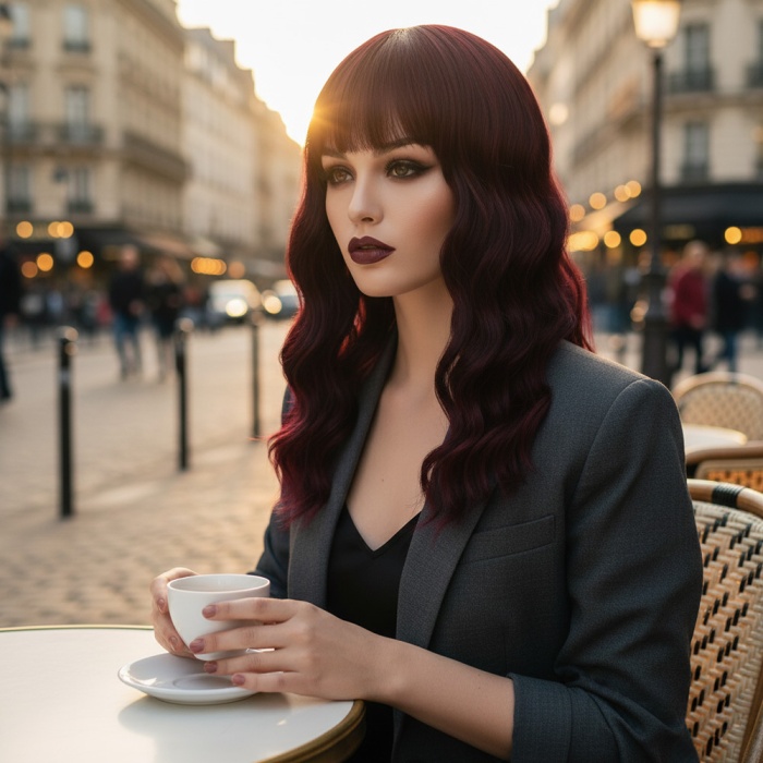 Dalgalı Kısa Perçemli Fiber Sentetik Peruk - Kızıl Kahve