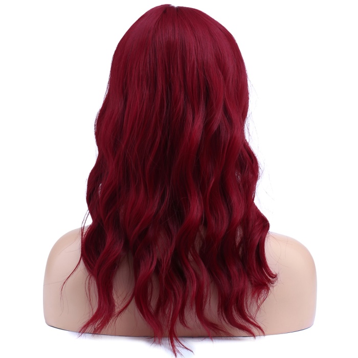 Dalgalı Kısa Perçemli Fiber Sentetik Peruk - Kızıl