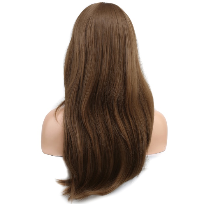 Katlı Kesim Perçemli Düz Fiber Sentetik Orta Boy Peruk - Bebek Kumralı