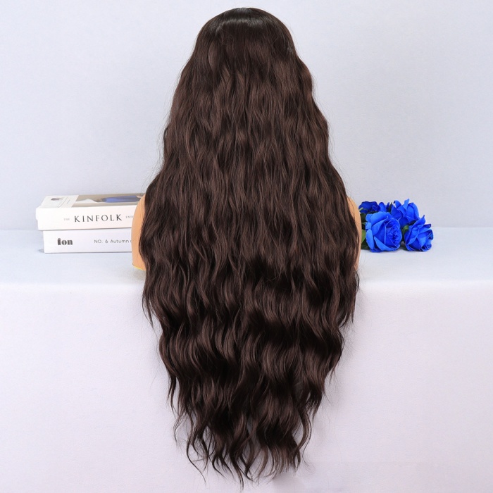 Koyu Kumral Dalgalı Uzun Boy Tül Peruk