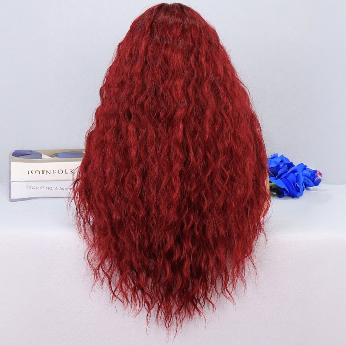 Kabarık Dalgalı Kızıl Tül Peruk