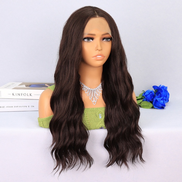 Koyu Kahverengi Dalgalı Tül Peruk