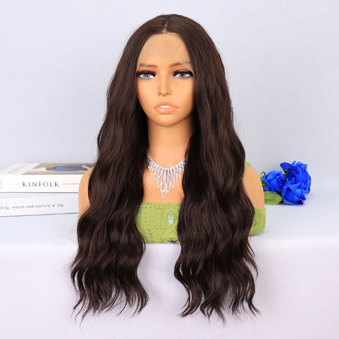 Koyu Kahverengi Dalgalı Tül Peruk