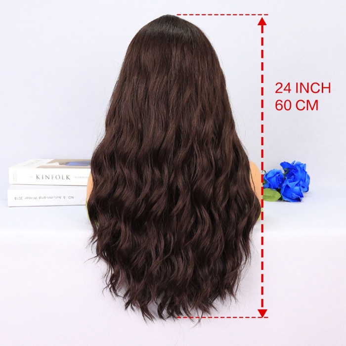 Koyu Kahverengi Dalgalı Tül Peruk