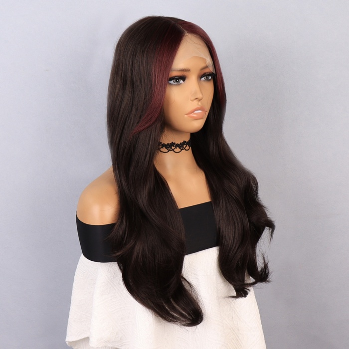 Kahverengi Perçemler Kızıl Işıltılı Tül Peruk