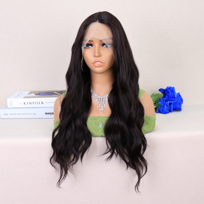 Koyu Kahverengi Su Dalgalı Yoğun Tül Peruk