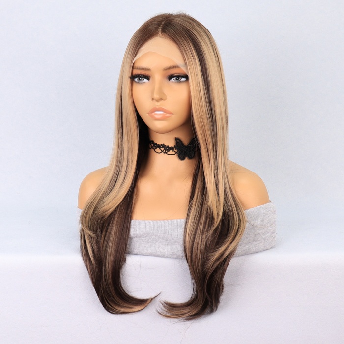 Kumral Balköpüğü Röfleli Katlı Kesim Tül Peruk