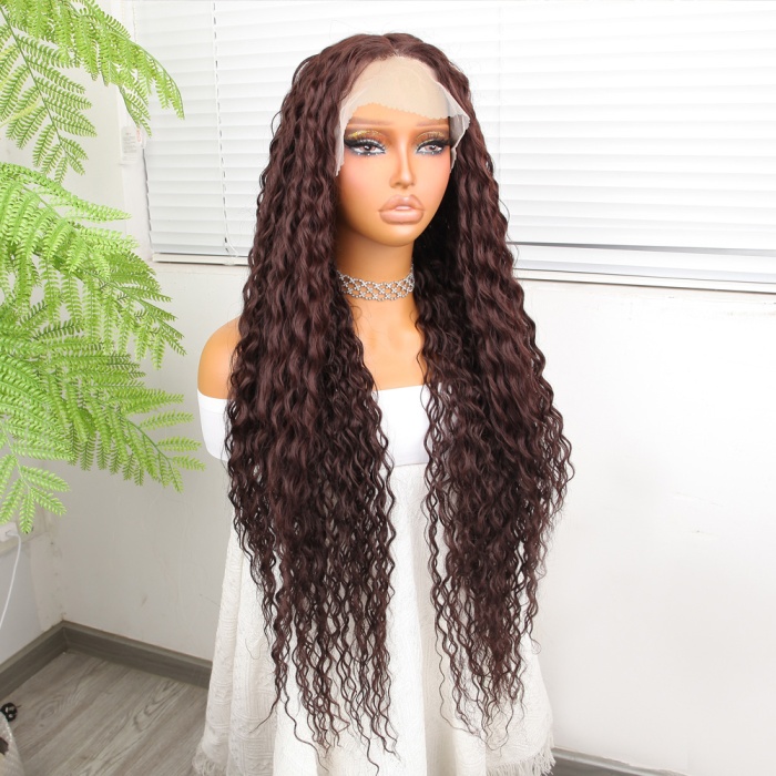 Afro Dalga Çikolata Kahve Fiber Sentetik Tül Peruk