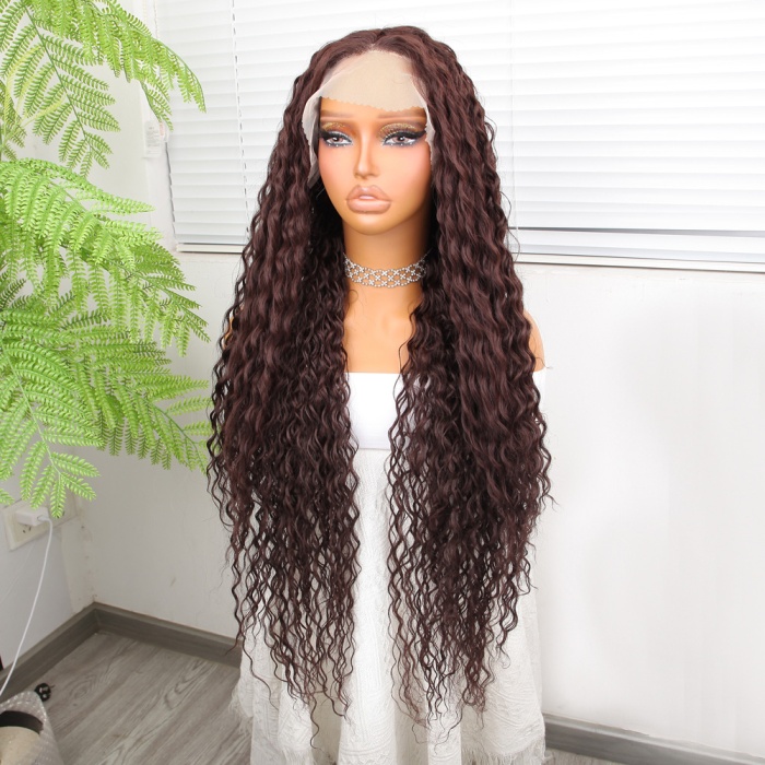 Afro Dalga Çikolata Kahve Fiber Sentetik Tül Peruk