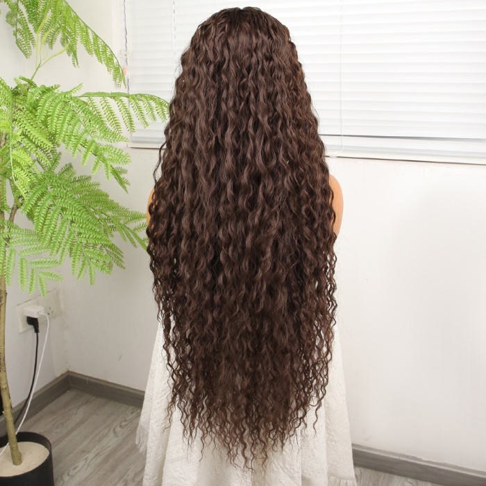 Afro Dalga Kumral Fiber Sentetik Tül Peruk