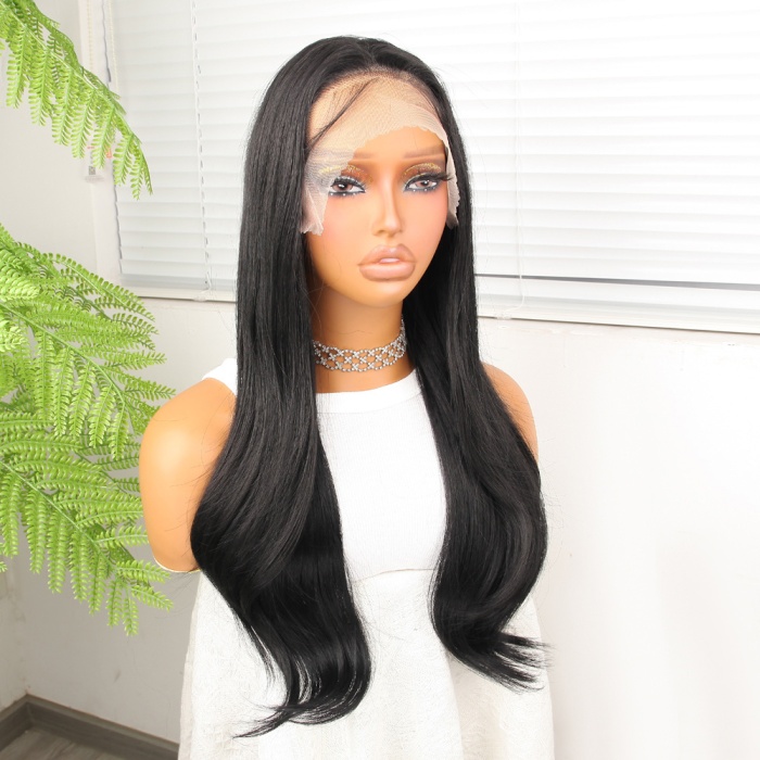 Siyah Fiber Sentetik Hafif Dalgalı Tül Peruk