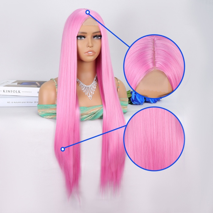 Pembe Ekstra Uzun Tül Peruk